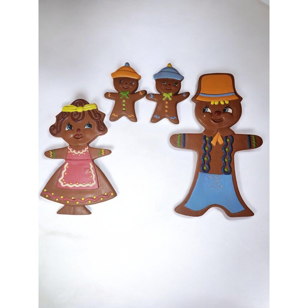 Vintage 1975 Arner's Gingerbread Family Wall Decor Plaques Set 4 Retro Kitchen